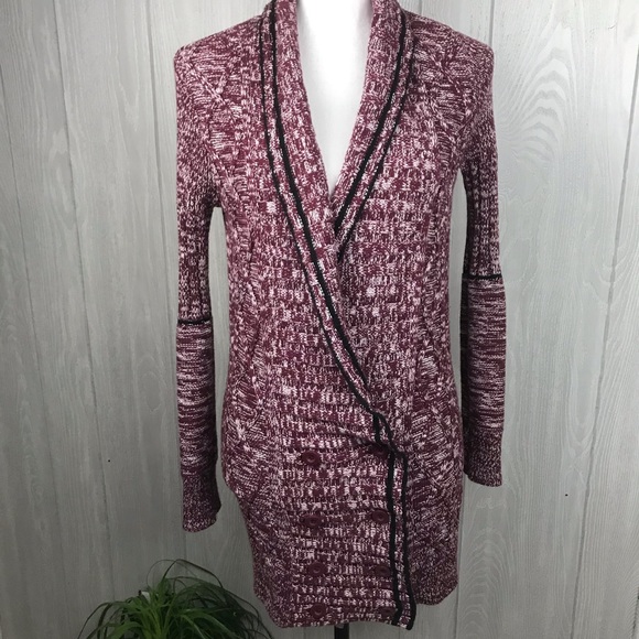 Volcom maroon knit button front sweater jacket - Picture 2 of 8